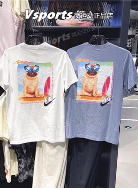 正品耐克t恤男夏季运动休闲印花宽松圆领短袖 FD6637-010-100-493