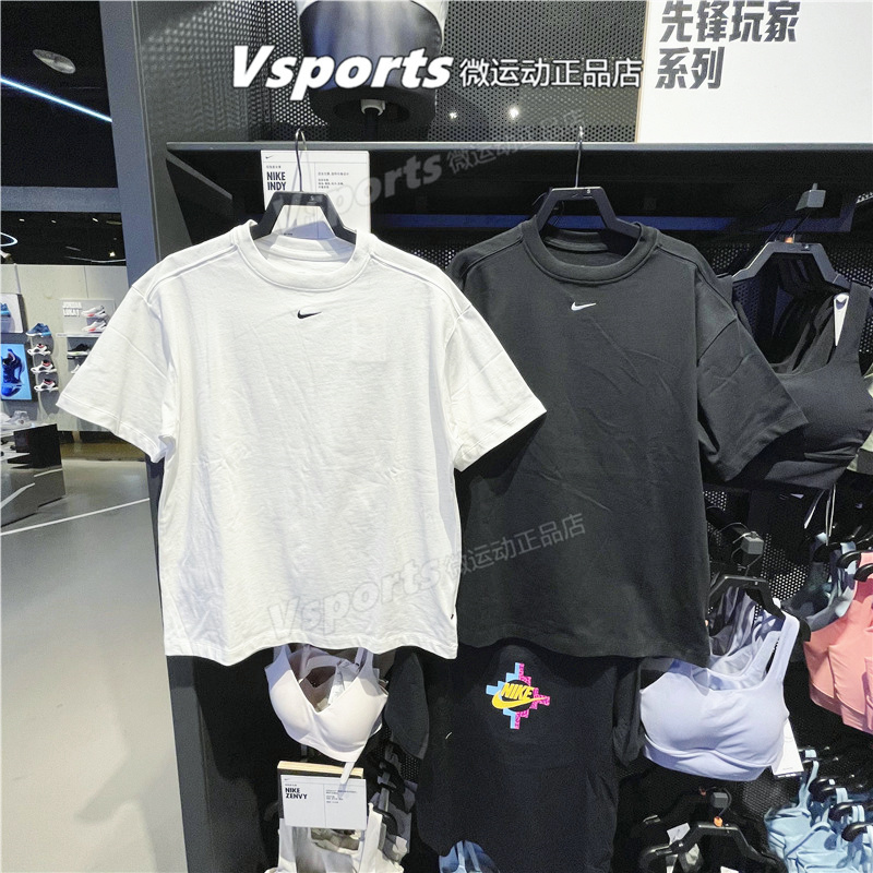 nike耐克t恤女2023夏季运动休闲宽松打底小勾短袖 DX7911-100-010