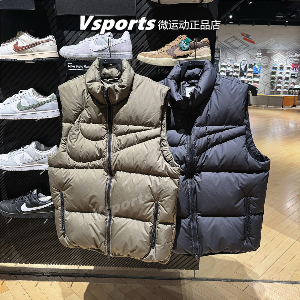 正品NIKE耐克羽绒马甲男2025新款运动保暖背心黑色 HV2721 IH2369