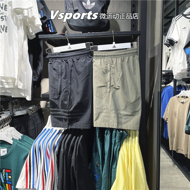 阿迪达斯三叶草短裤男运动休闲宽松梭织速干五分裤 HA2484 HA2483