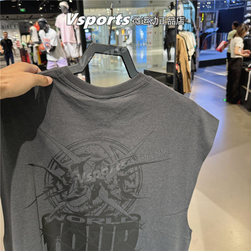 耐克篮球背心男2025夏季运动健身背后图案印花无袖T恤 HV1889-060