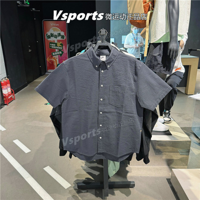 NIKE耐克短袖衬衫男2024夏季运动休闲宽松纽扣翻领T恤 FN3223-060