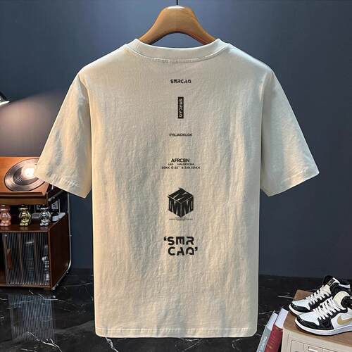 奥特莱斯~外贸尾货专柜折扣重磅休闲新款美式复古印花短袖t恤男装