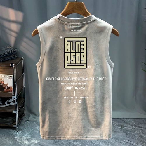 奥特莱斯~专柜清仓捡漏夏季无袖背心t恤男装休闲运动港风chic潮