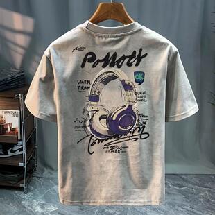 T恤2025休闲夏季 短袖 个性 韩版 印花 奥特莱斯 时尚 专柜清仓捡漏男士