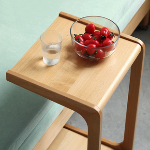 沙发边几床边桌C型边几可移动茶几实木小茶几带轮沙发边柜角几