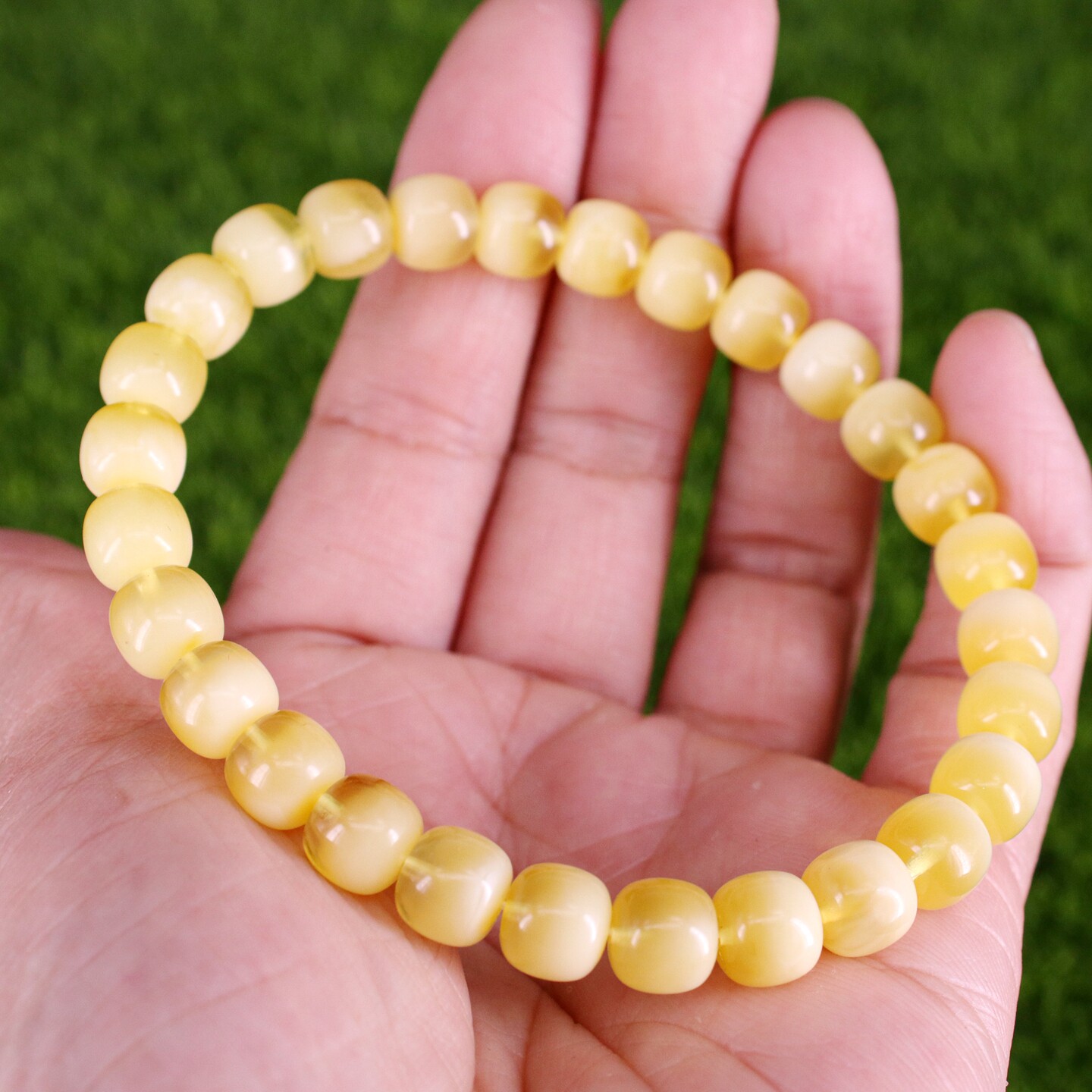 精选老型天然琥珀蜜蜡直切手串原矿鸡油黄手链高品质8mm9mm规格