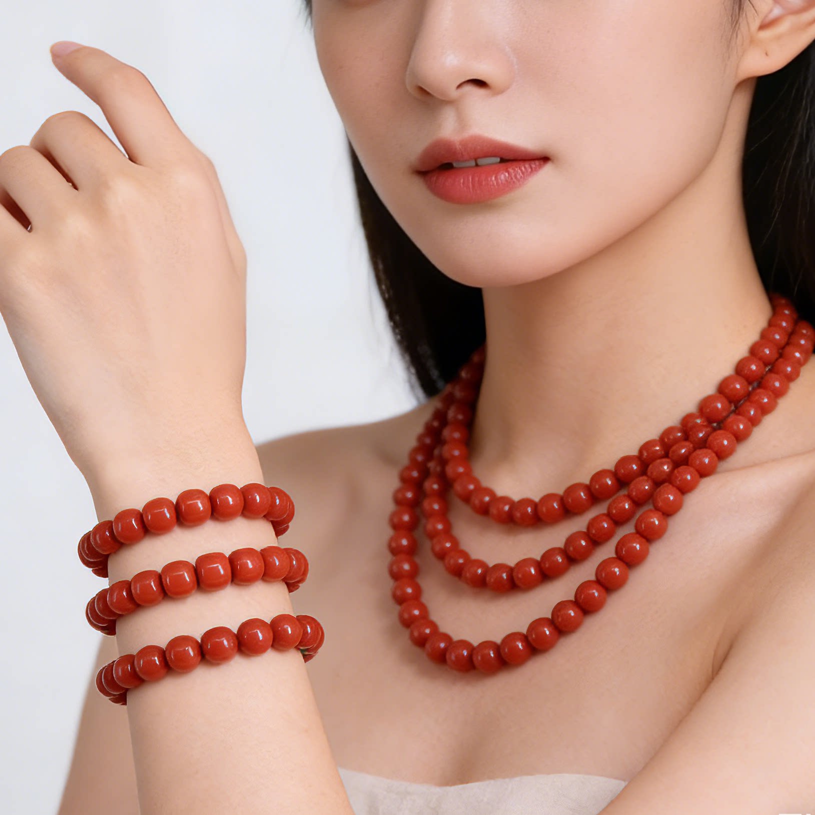 天然南红手串火焰纹柿子红精工老型牛血红矿保真手链一物一图