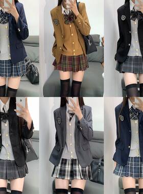 织野鹿jk制服西装四件套装正版原创春秋学院风纯色西服背心大全套