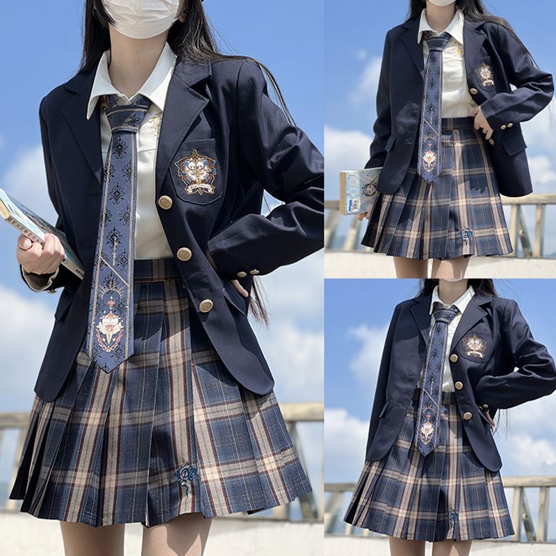 原创【升级版】阿佛洛西装长袖衬衫半身裙学院套装JK制服叠穿修身