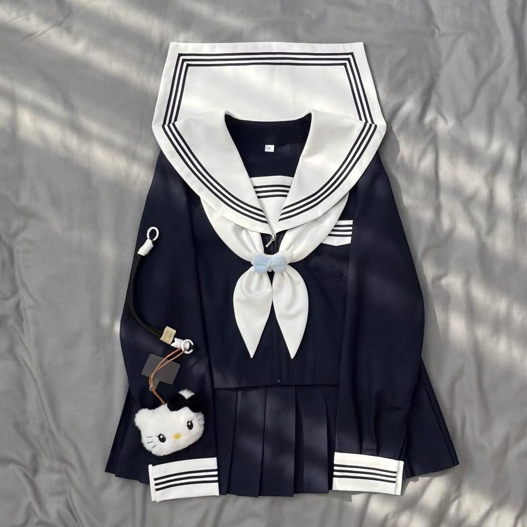 橘喵jk正版白领绀三本水手服学院风校供感日系不良少女制服套装女