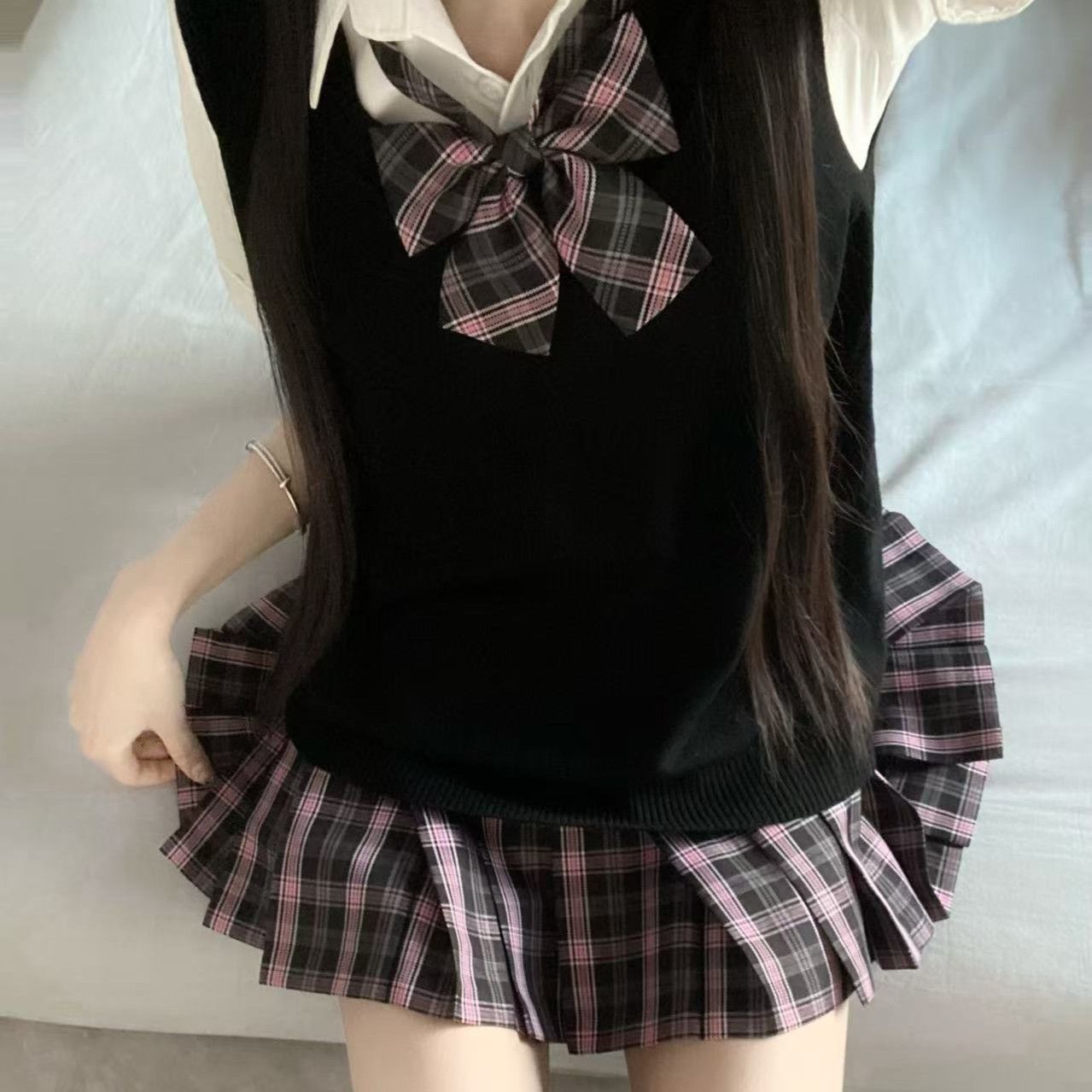 妙氏优品jk制服格裙背心套装2026年春秋甜美百搭学生开学季学院风