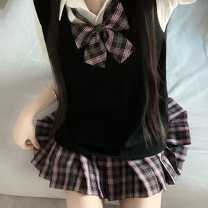 妙氏优品jk制服格裙背心套装2026年春秋甜美百搭学生开学季学院风