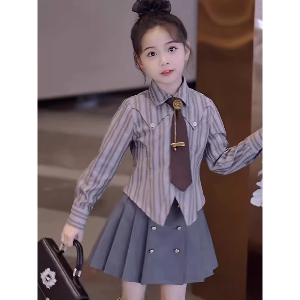 女童学院风套装春款2026新款儿童jk小女孩时髦百褶裙衬衫套装洋气