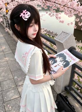 甜奈酱正版原创学院风jk制服水手服女春日樱花水手服收腰显瘦套装