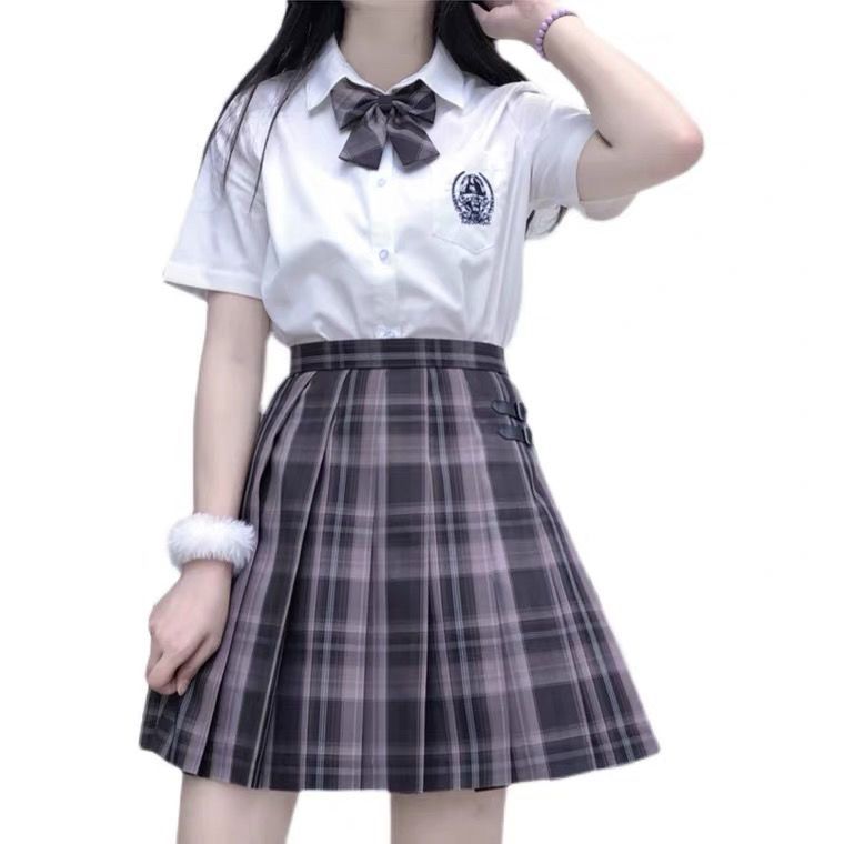 班服jk制服套装正版全套夏装格裙三件套暗黑系学院风学生校服日系