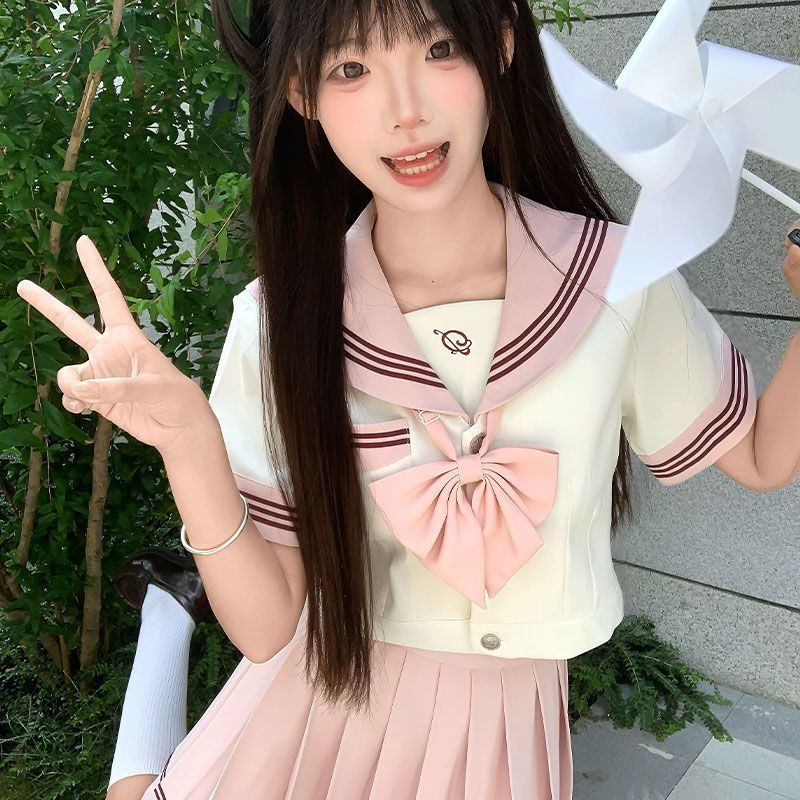 学院风日系JK白衬衫纯色宽松百搭长短袖TR面料正版校供感衬衣女夏
