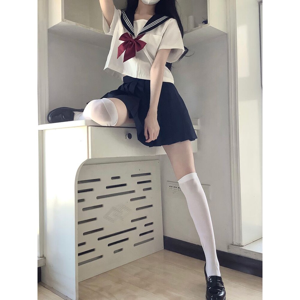 空栗鼠丸正统jk制服基础款白三本长短袖学院风中间服水手服套装女