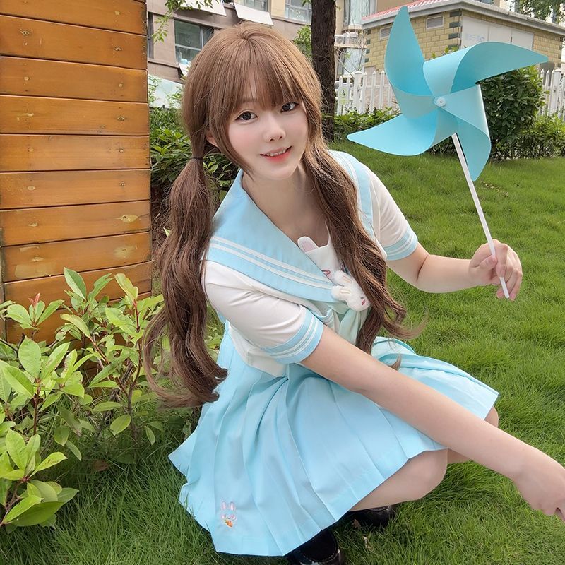甜嗑原创jk制服少女甜美可爱水手服日系短袖短裙学院风套装夏装