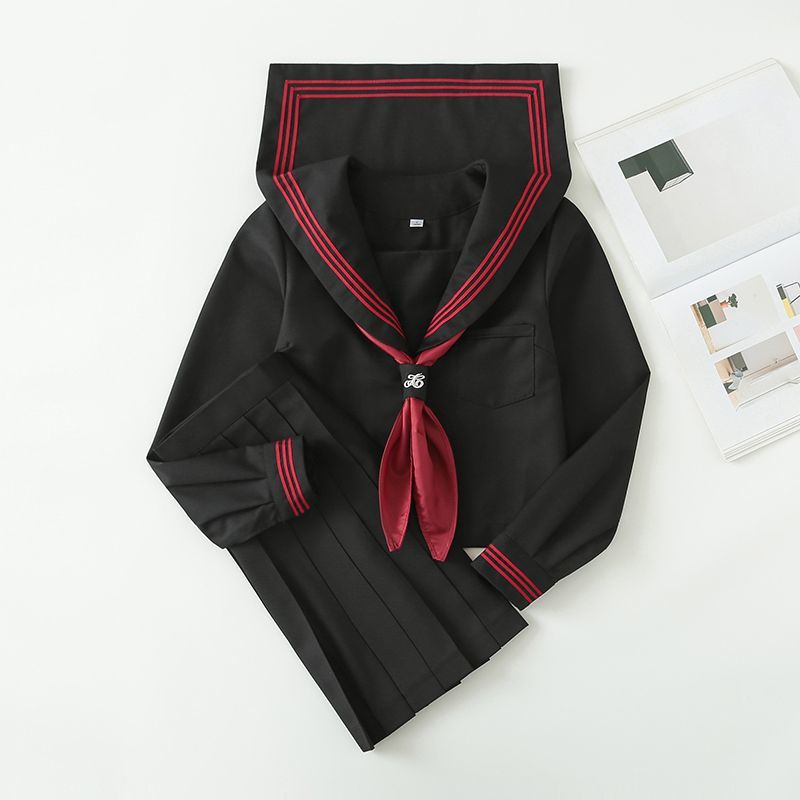 花清原创正版黑红三本JK长短袖水手服日系jk制服套装学院风基础款
