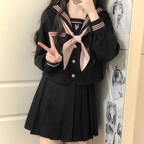 临川高校 秋柚语原创水手服jk制服学院风套装短袖夏季上衣基础款