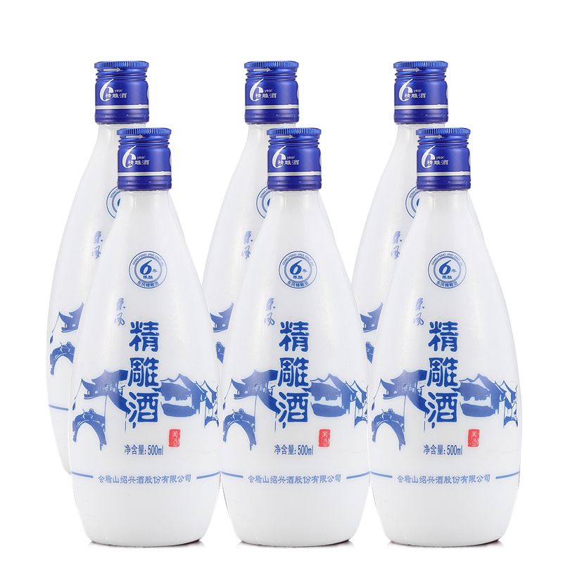 绍兴黄酒会稽山六年陈东风精雕酒半甜型花雕酒善酿味500ml泡阿胶