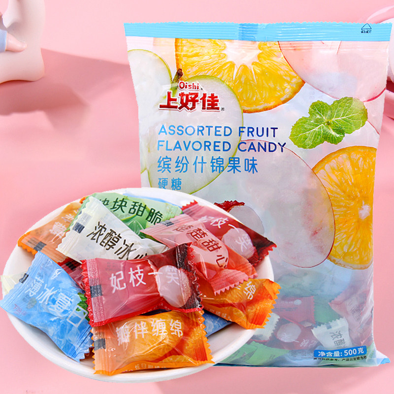 上好佳什锦混合水果硬糖500g约118结婚庆喜糖果散装休闲零食批发