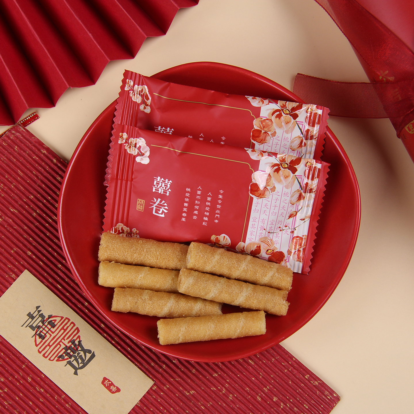 如意人特浓牛乳味蛋卷饼干结婚礼喜饼订婚满月伴手礼休闲零食散装