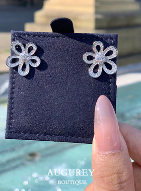 AUGUREY 8/09 Sunflower花朵满钻耳钉人间富贵花高级感轻奢小众