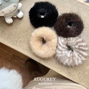 AUGUREY 10/20 秋冬限定水貂毛发圈毛茸茸可爱百搭复古时髦发绳女