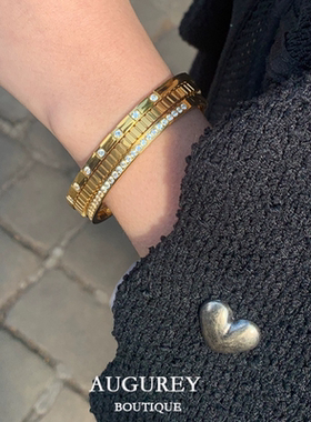AUGUREY 08/09 文艺复兴系列金色钻窄版手镯欧美博主同款简约大气