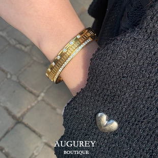 AUGUREY 08/09 文艺复兴系列金色钻窄版手镯欧美博主同款简约大气
