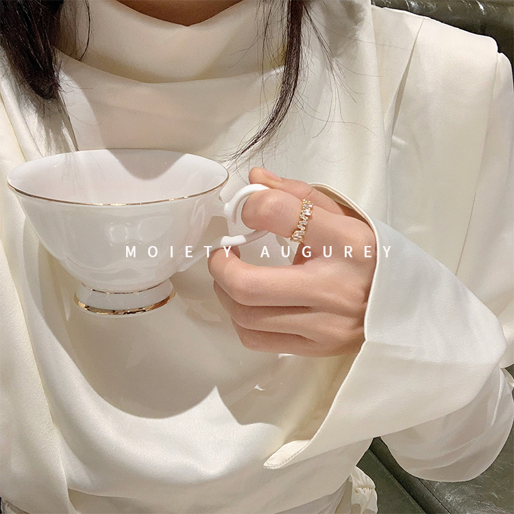 moiety不规则锆石开口戒简约百搭基础款高级感气质叠带