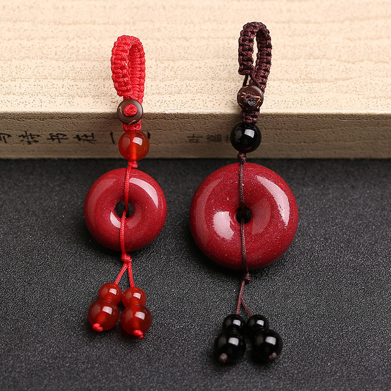 朱砂汽车钥匙扣挂件男女士ins风创意紫金砂平安扣钥匙挂件 包挂饰|ruв категории автомобиль/товаров/аксессуары/переоснащение, автомобильных принадлежностей/аксессуары, за рулем личной принадлежности, автомобиль с брелок - от Buy2taobao.com для оказания профессиональной услуги покупки агента Taobao