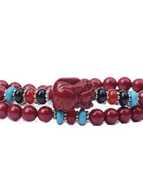 朱砂手串貔貅手链佛珠多圈平安本命年虎年男士女款情人节礼物饰品