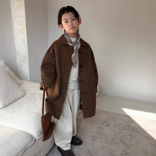 男童春秋外套2025新款韩版休闲女童秋装洋气儿童中长款百搭风衣潮