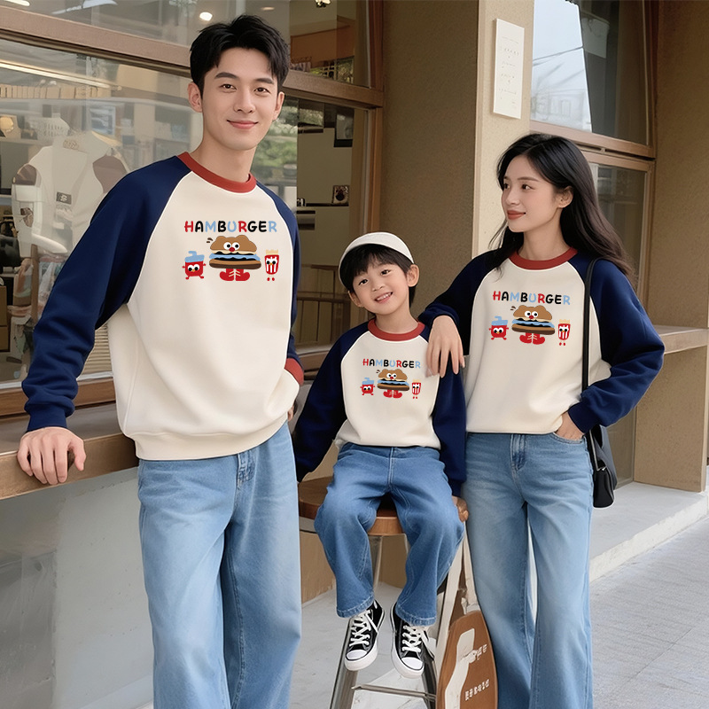 韩系甜美母女装秋装亲子装新款华棉卫衣韩版大码350克重磅全家装