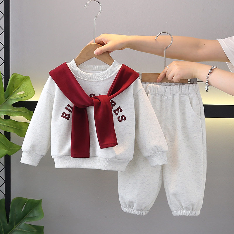 男童洋气春秋季套装2025新款小童宝宝秋装休闲童装长袖卫衣两件套