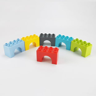 大颗粒积木配件零件散件8孔拱桥2x4异形件基础砖块幼儿园培训教具