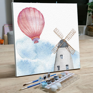 diy油彩画儿童数字油画填色填充画画正方形北欧风涂色画板装 饰画