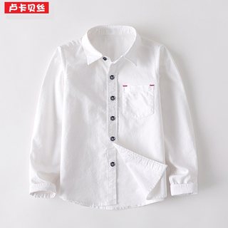 男童白衬衫白色学生校服长袖衬衫2024春季新款衬衣男孩演出服韩版