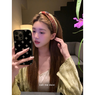 原创不撞款小众设计师发饰发箍头箍宽美拉德文艺气质复古麻花头饰