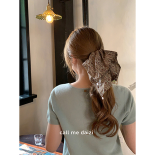 韩国发饰2025新款 优雅 宫廷复古花纹方巾气质网红小抓夹时尚