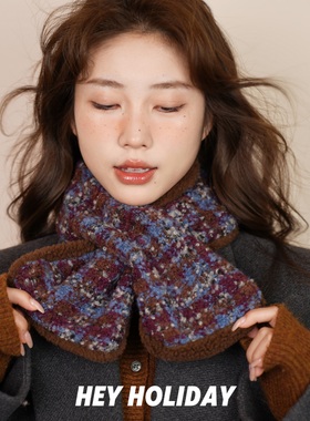 秋冬围脖少女气质围巾时尚简约百搭保暖韩版短款复古