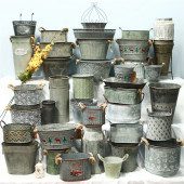 饰花盆花器复古花盆 仿古花盆铁桶做旧铁艺多肉盆装 孤品集合 美式