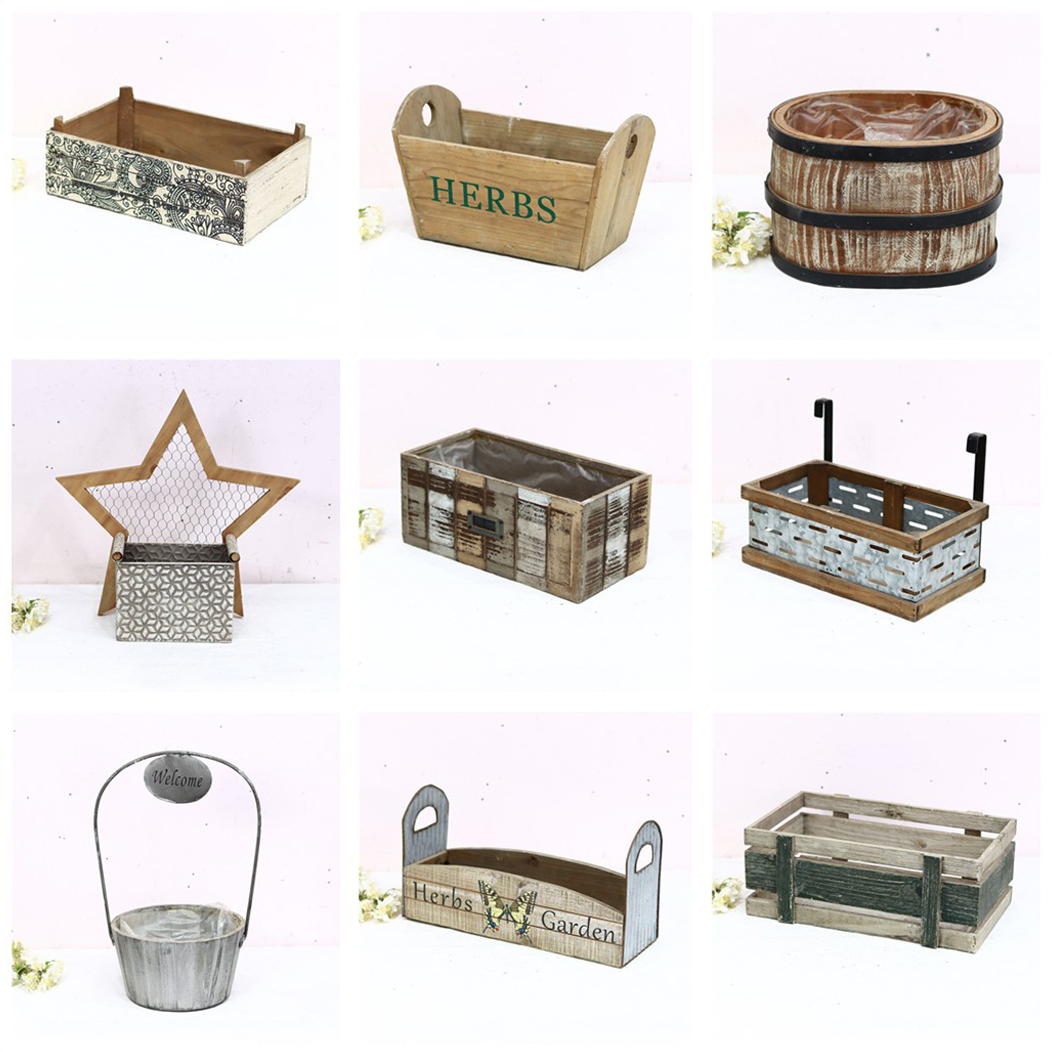 复古木质花盆做旧色花器多用创意