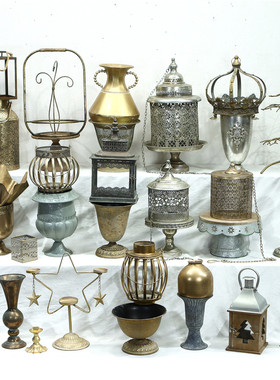 做旧铁艺装饰杂货摆件仿古烛台