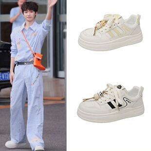 梓渝同款鞋子厚底小白鞋女2025秋季新款韩版女学生休闲运动百搭