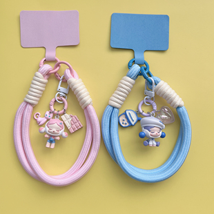 正品泡泡玛特萌粒手机挂绳可爱吊坠挂饰多巴胺编织户外手腕短款