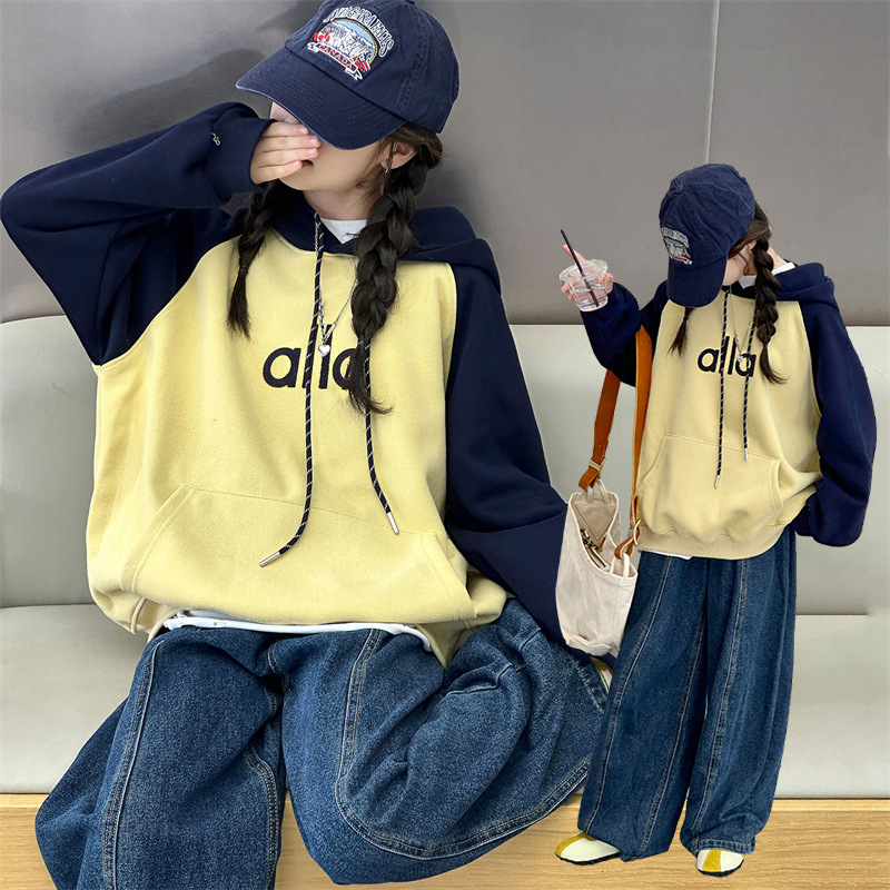 女童秋装卫衣套装2025新款大童秋季韩系休闲上衣儿童牛仔裤两件套